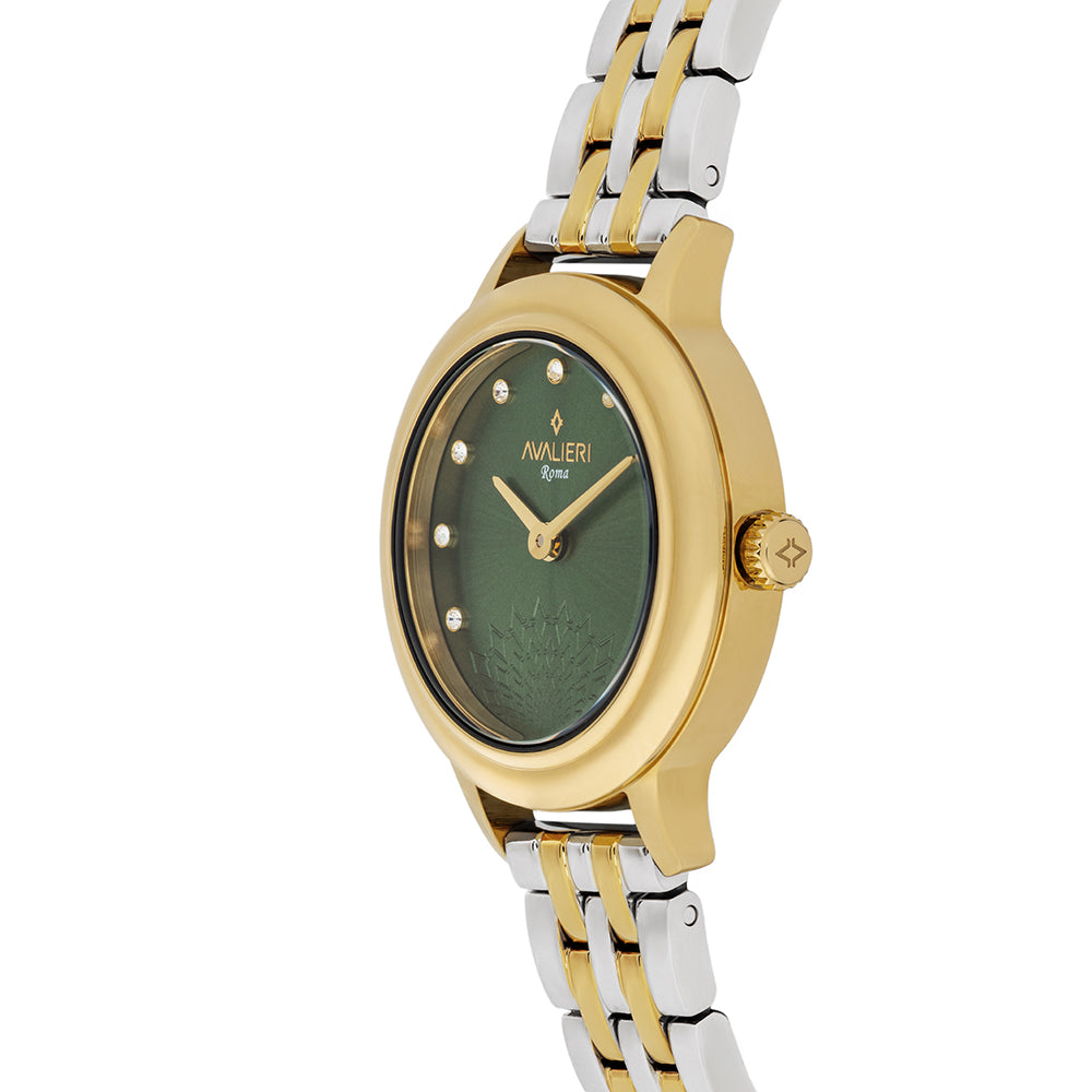 Avaleri Women's Quartz Watch with Shiny Green Dial - AV-2643B+BR