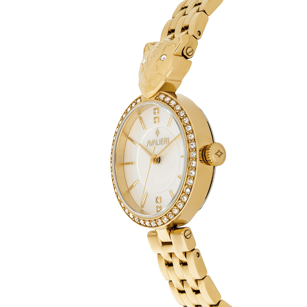 Avaleri Women's Quartz Watch with White Engraved Dial - AV-2676B