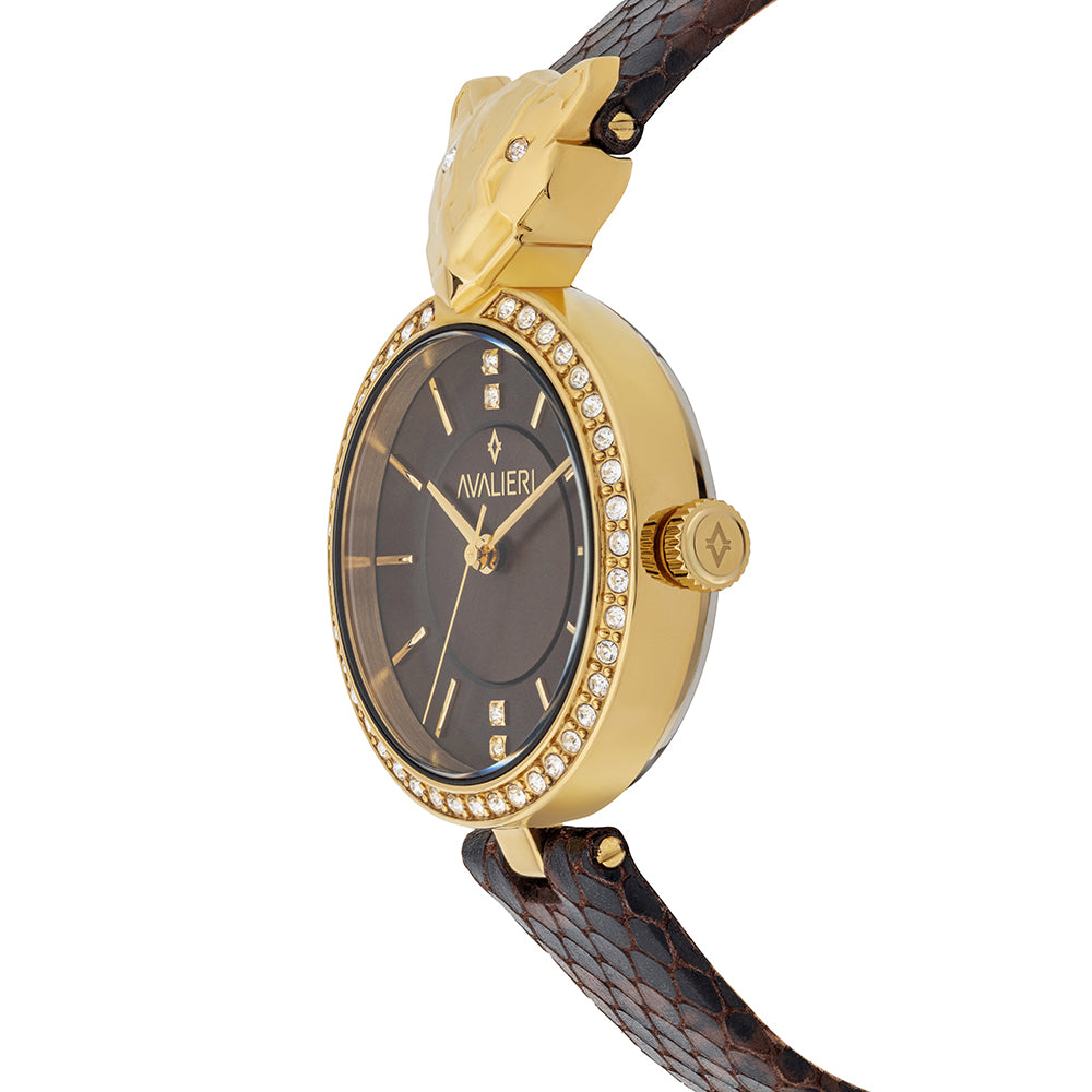 Avaleri Women's Quartz Watch with Brown Engraved Dial - AV-2679B