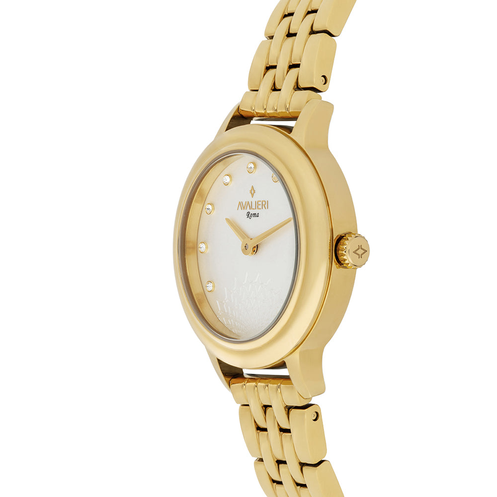 Avaleri Women's Quartz Watch with Silver-White Sand-Texture Dial - AV-2645B+BR