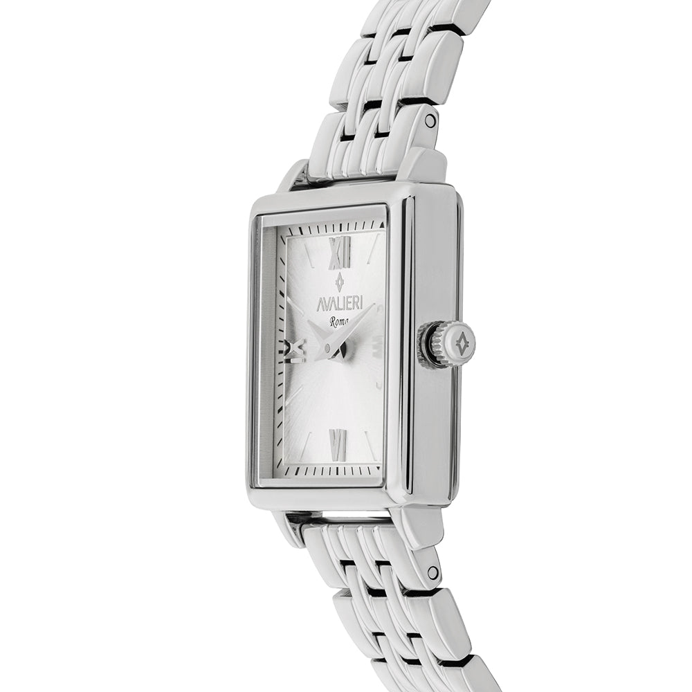 ساعة أفاليري النسائية بحركة كوارتز وبلوحة مينا محفورة بالفضي - AV-2689B
