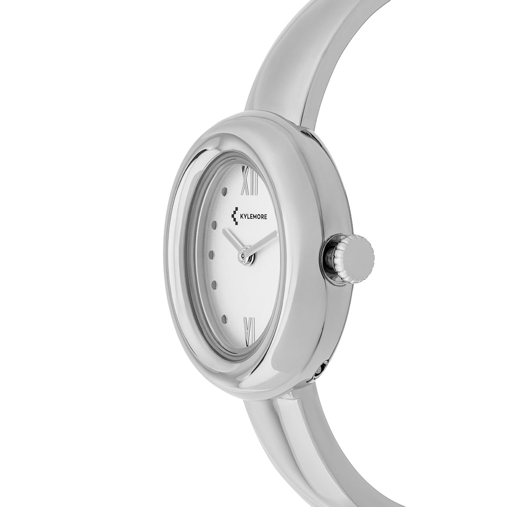 Kyliemore Women's Alloy Watch with Silver Sandblasting Finish and White Dial - KM-1092B
