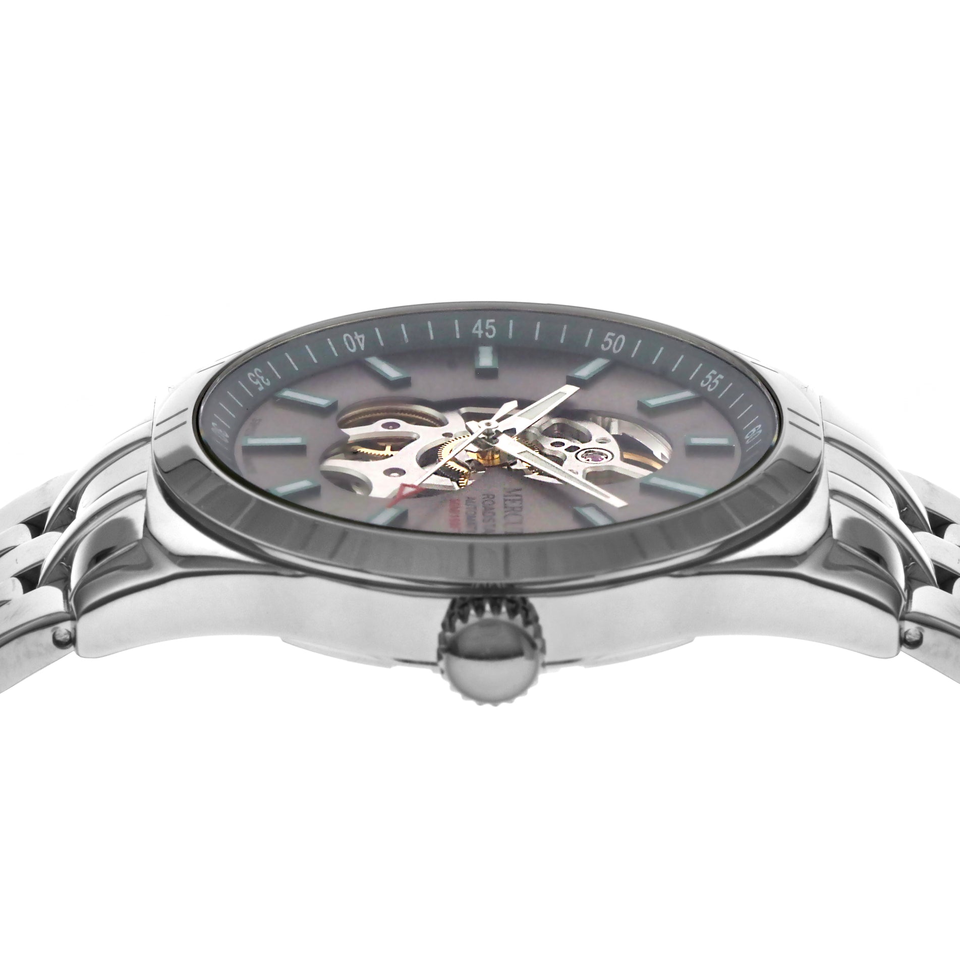 ساعة ميركوري الرجالية السويسرية بحركة أوتوماتيكية ولون مينا رمادي - MER-0011