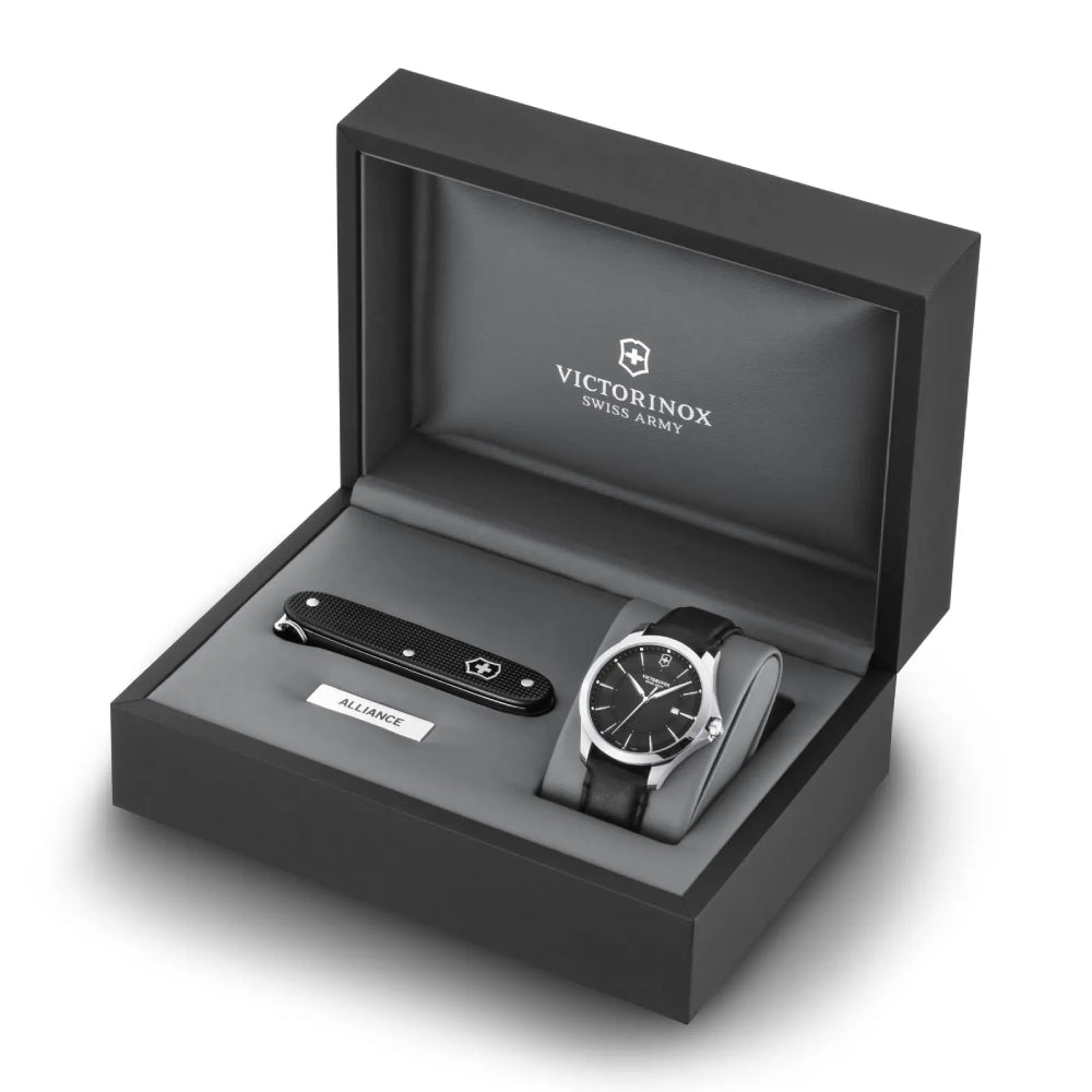 Victorinox Men's Black Dial Quartz Movement Set with Swiss Multi Tool - VTX-0125+SET