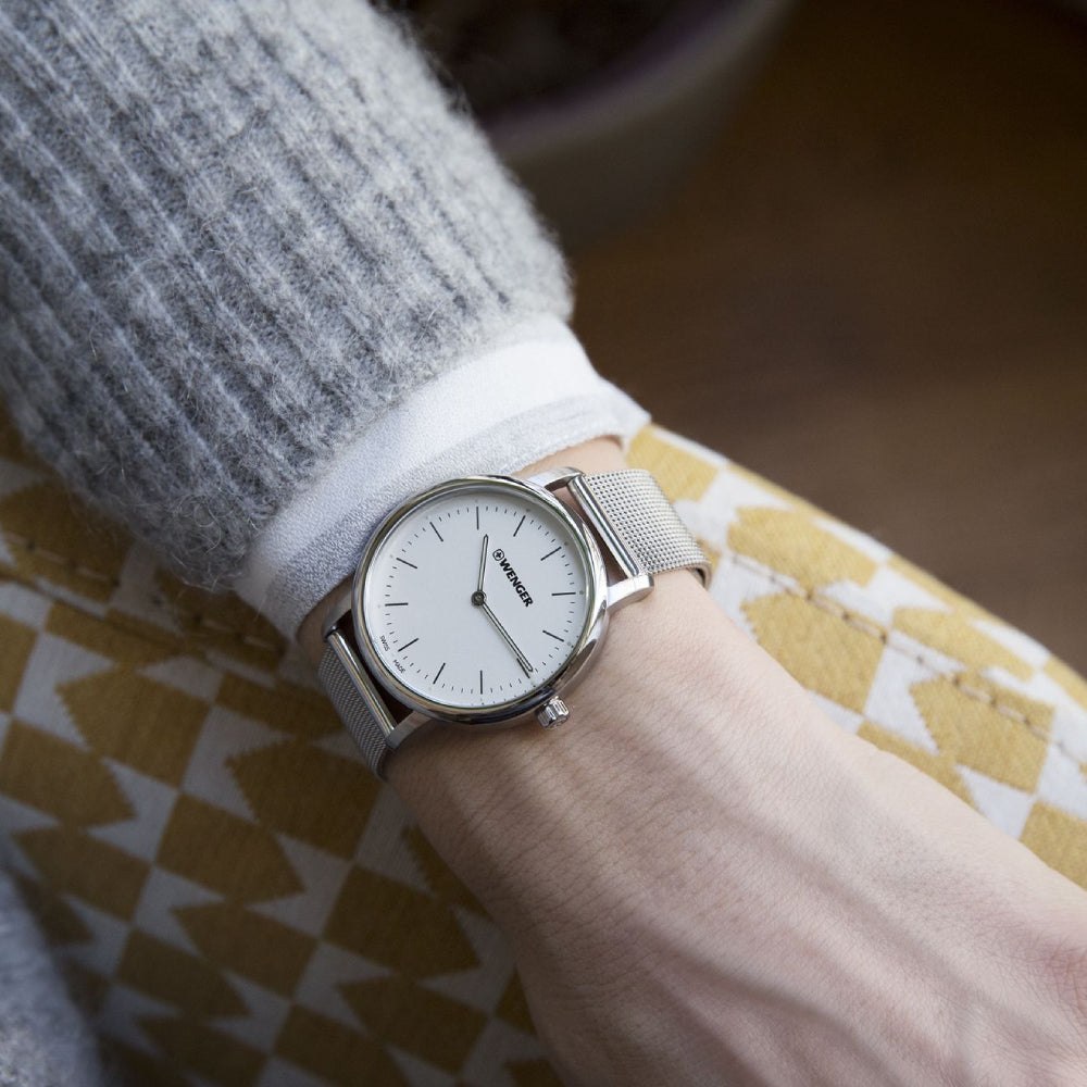 ساعة فينجر النسائية بحركة كوارتز ولون مينا أبيض - WNG-0017