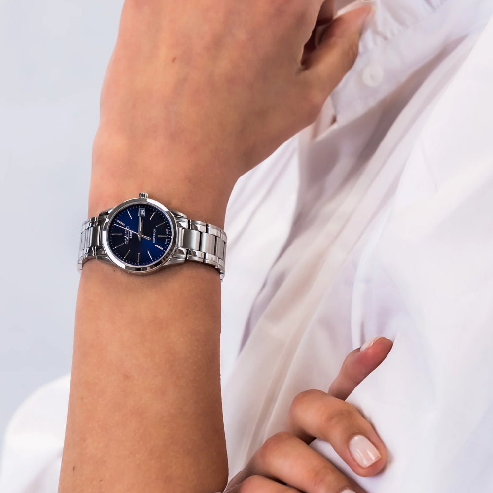 ساعة رومر النسائية بحركة كوارتز ولون مينا أزرق - ROA-0015