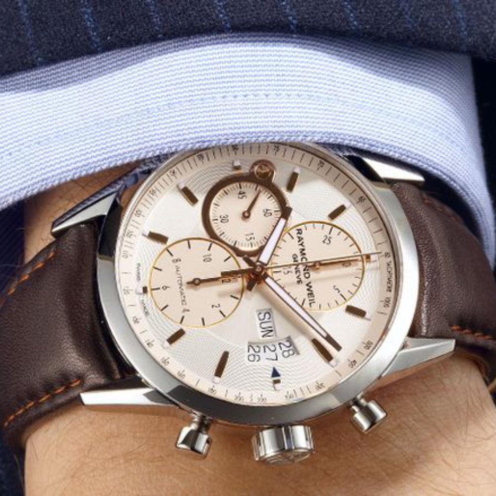 ساعة ريموند ويل الرجالية بحركة أوتوماتيكية ولون مينا أبيض - RW-0066