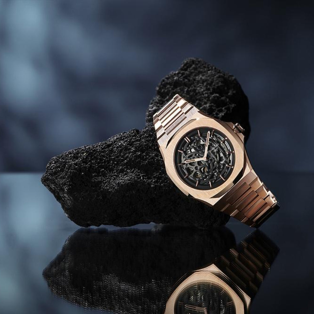 ساعة دي وان ميلانو الرجالية بحركة ميكانيكيه وبمينا هيكل مكشوف - ML-0217