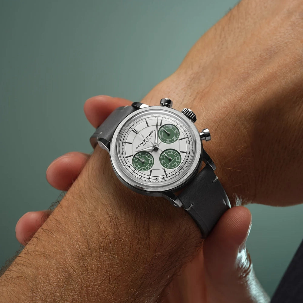 ريموند ويل Millesime Tri-compax Chronograph ساعة أوتوماتيكية بمينا باللون الفضي- RW-0369(Ltd Ed)