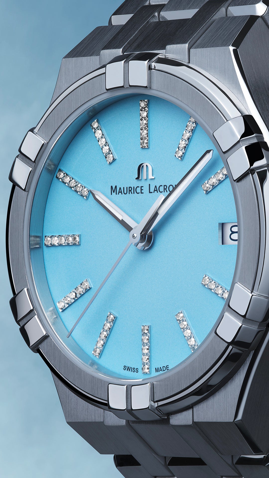 Maurice Lacroix Women's Icon Light Blue Dial Diamond Watch MLC-0005/DMND