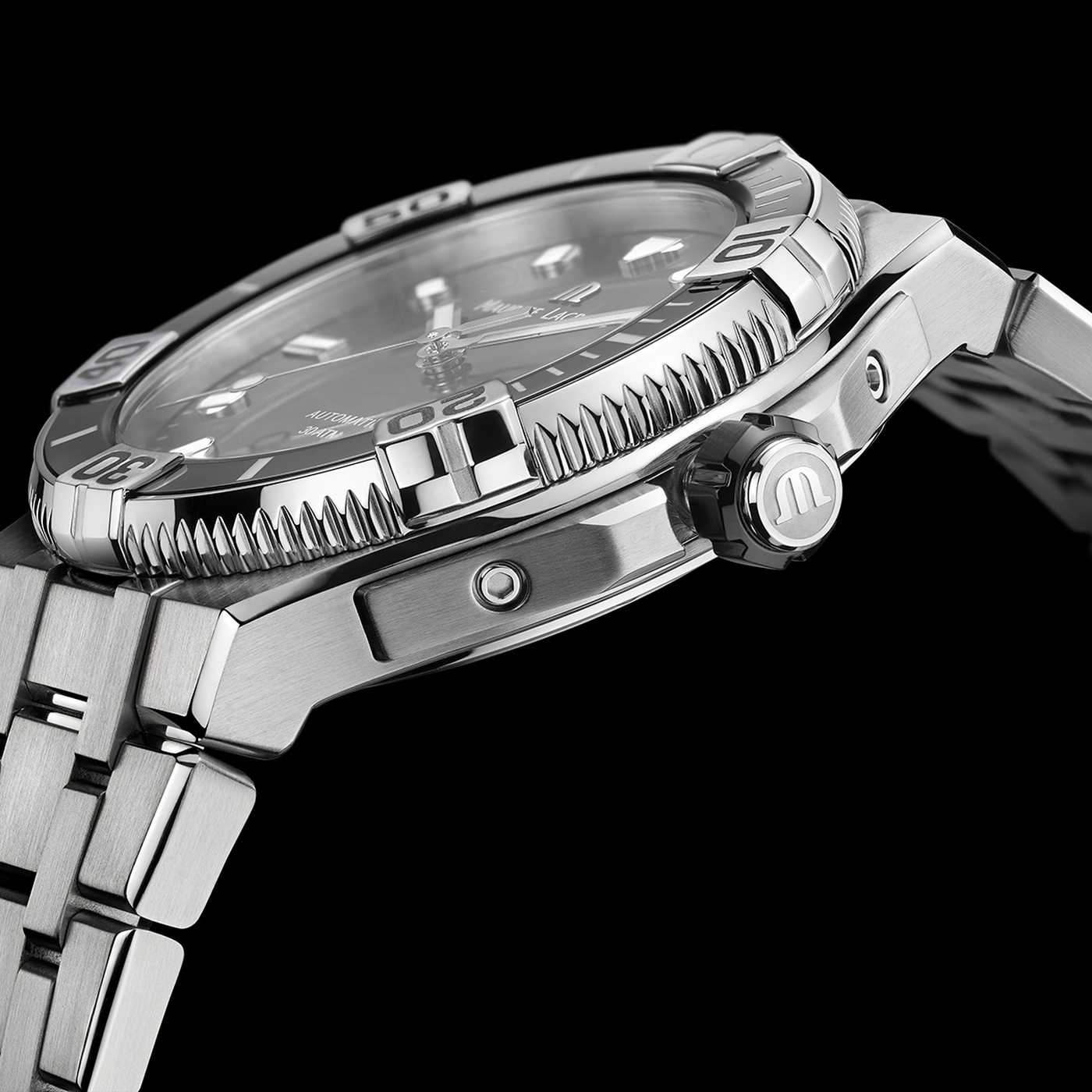 Maurice Lacroix Icon Venture Black Dial Silver Band Men's Watch MLC-0039