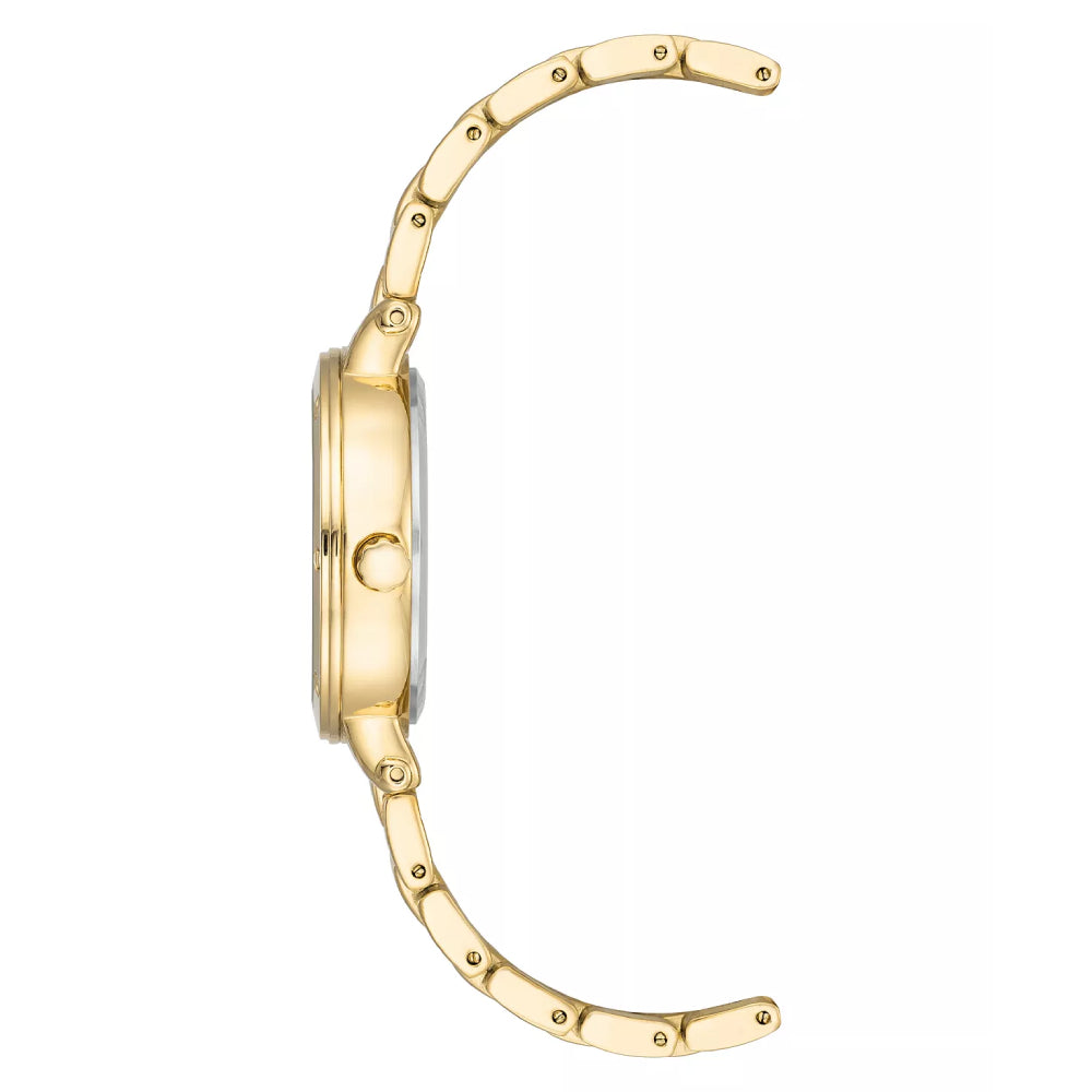 ساعة آن كلاين النسائية بحركة كوارتز ولون مينا أبيض - AK-0305