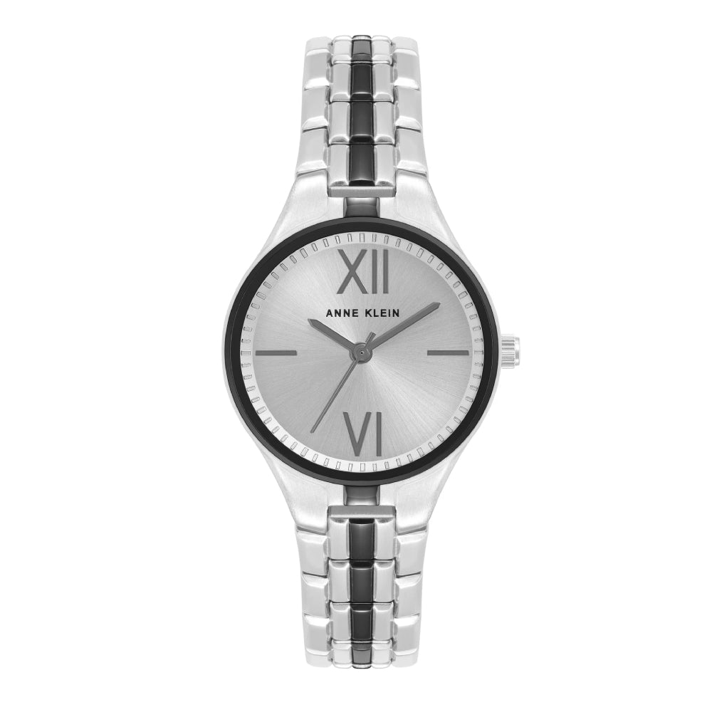 ساعة آن كلاين النسائية بحركة كوارتز ولون مينا فضي - AK-0306