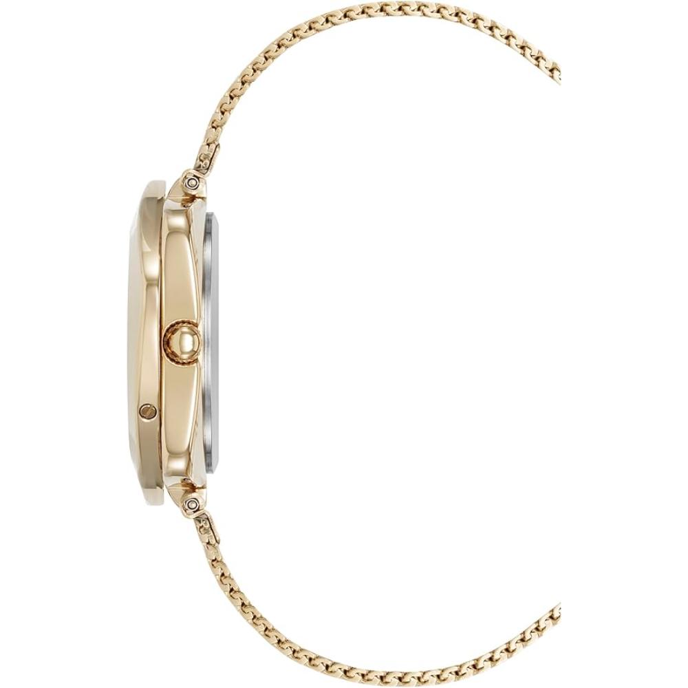 ساعة آن كلاين نسائية بحركة كوارتز وميناء شمبانيا فاتح بنقشة أشعة الشمس – AK-0334