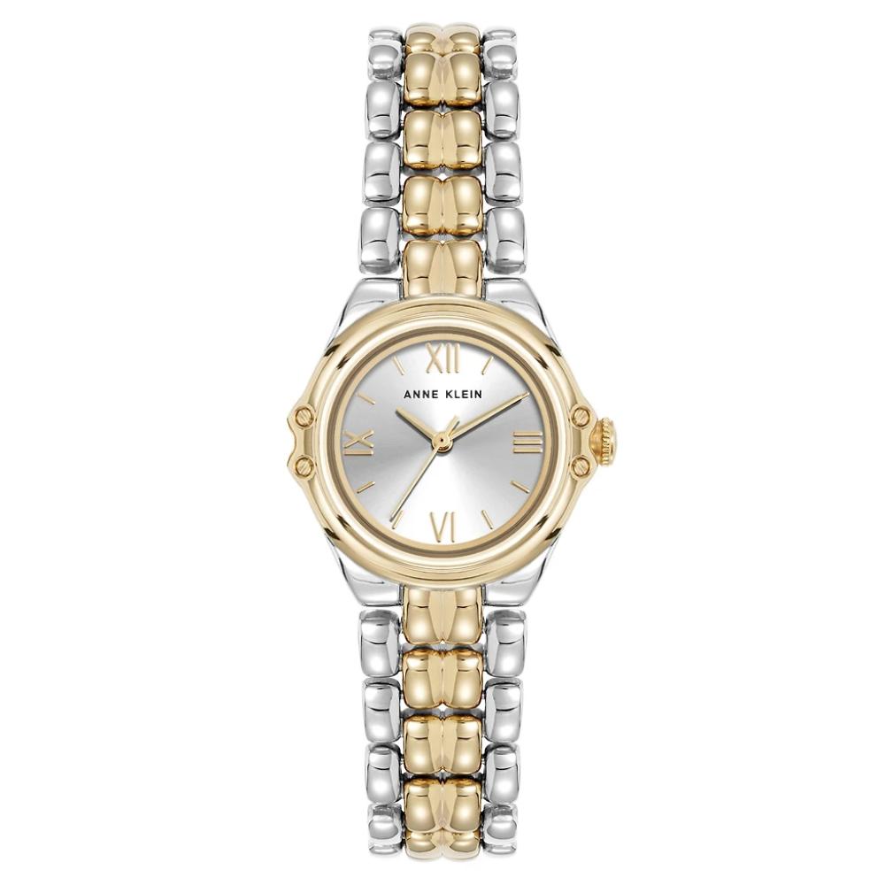 ساعة آن كلاين نسائية بحركة كوارتز وميناء فضي – AK-0336