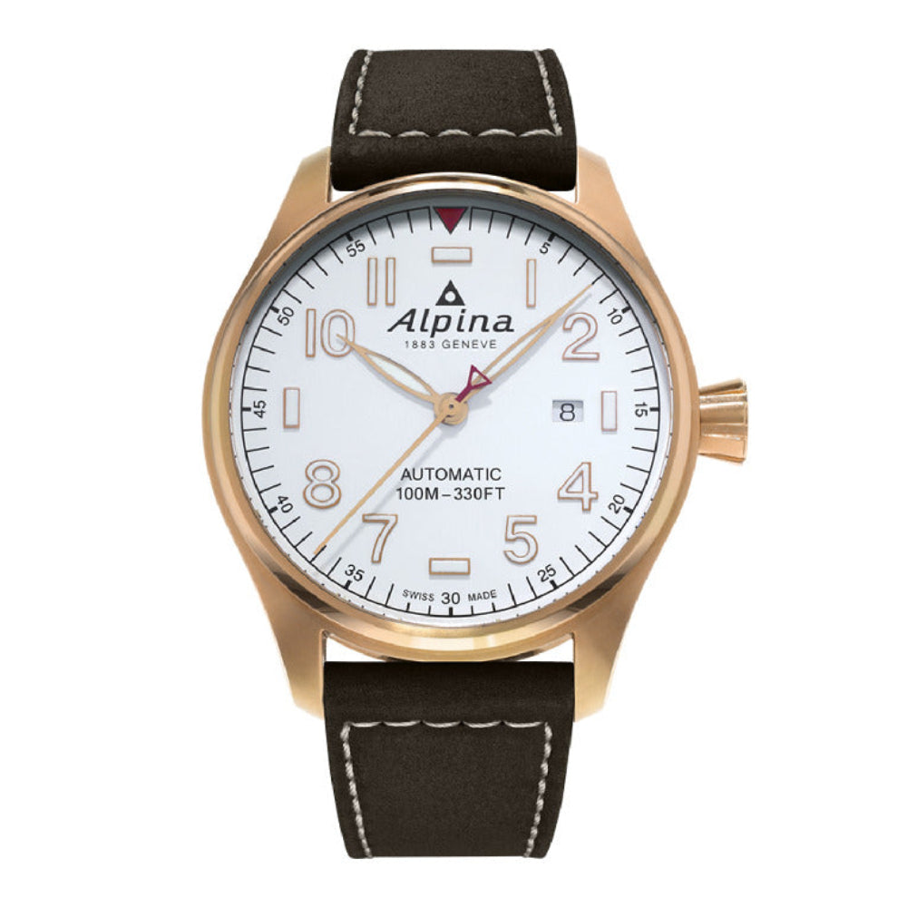 ساعة ألبينا الرجالية بحركة أوتوماتيكية ولون مينا أبيض - ALP-0024