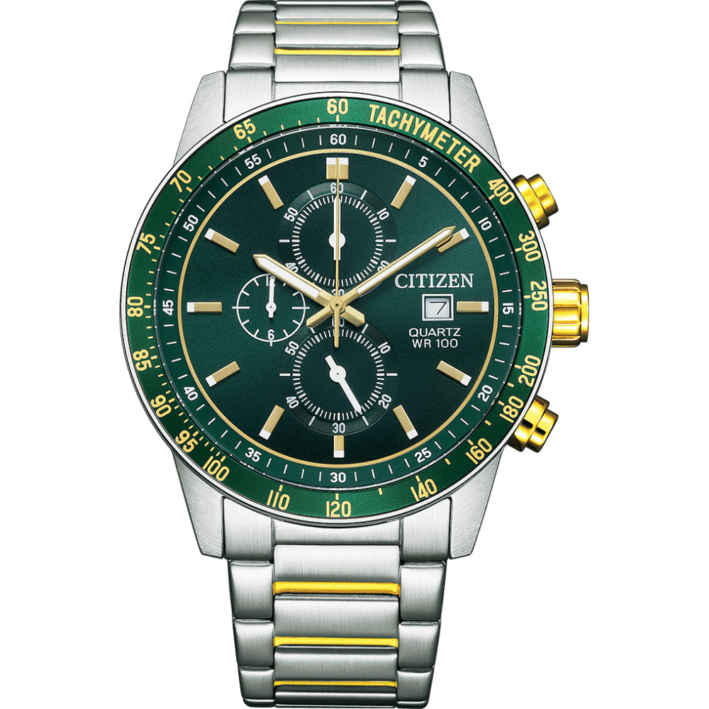 Citizen Men's Chronograph Sport Watch with Quartz Movement and Green Dial - CITC-0112