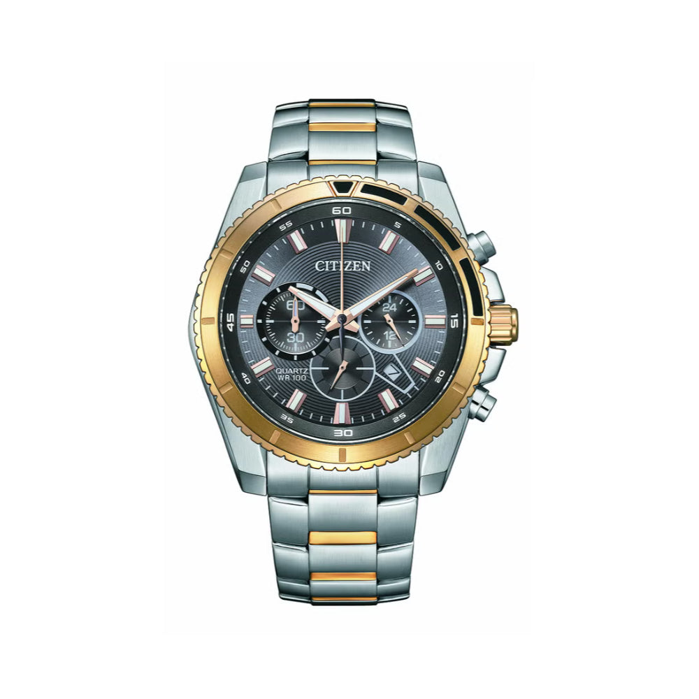 ساعة سيتيزن الرجالية بحركة كوارتز ولون مينا رمادي - CITC-0069