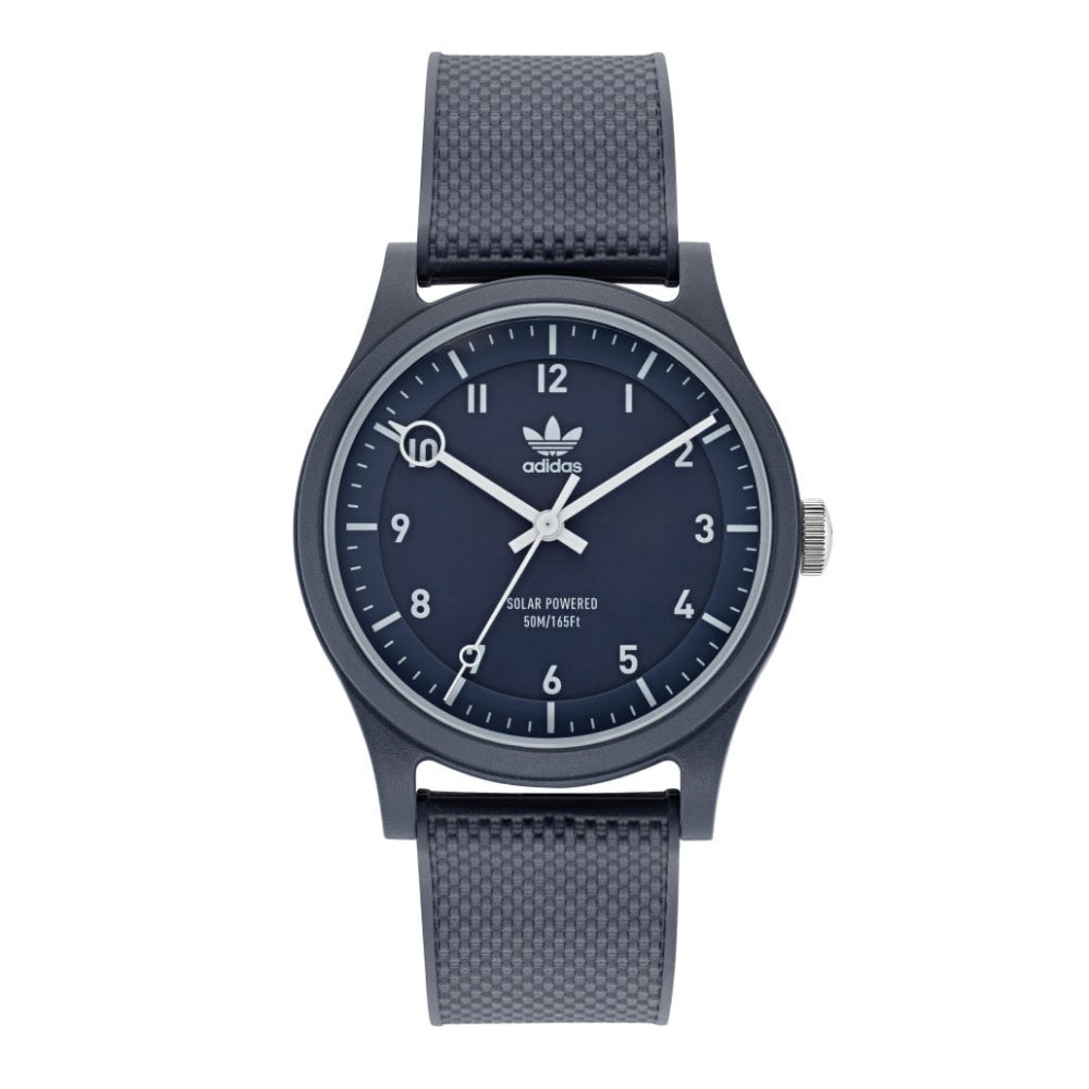 ساعة أديداس للرجال والنساء بحركة تعمل بالطاقة الشمسية ولون مينا أزرق - ADS-0025