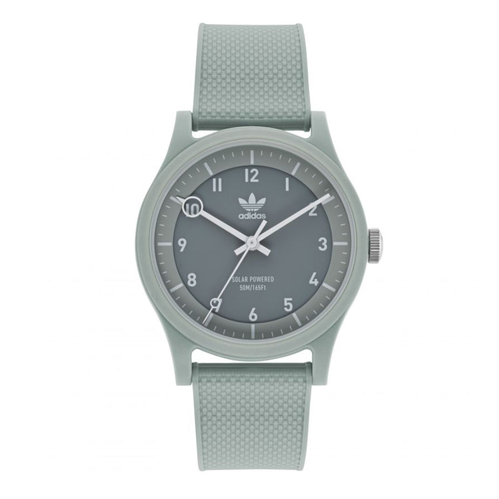ساعة أديداس للرجال والنساء بحركة تعمل بالطاقة الشمسية ولون مينا رمادي - ADS-0026