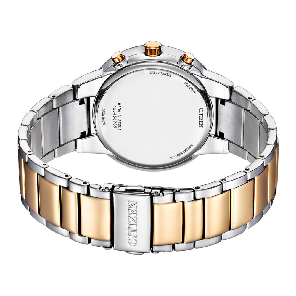 ساعة سيتيزن الرجالية كرونوغراف Eco-Drive تعمل بالطاقة الضوئية ولون مينا أزرق - CITC-0071