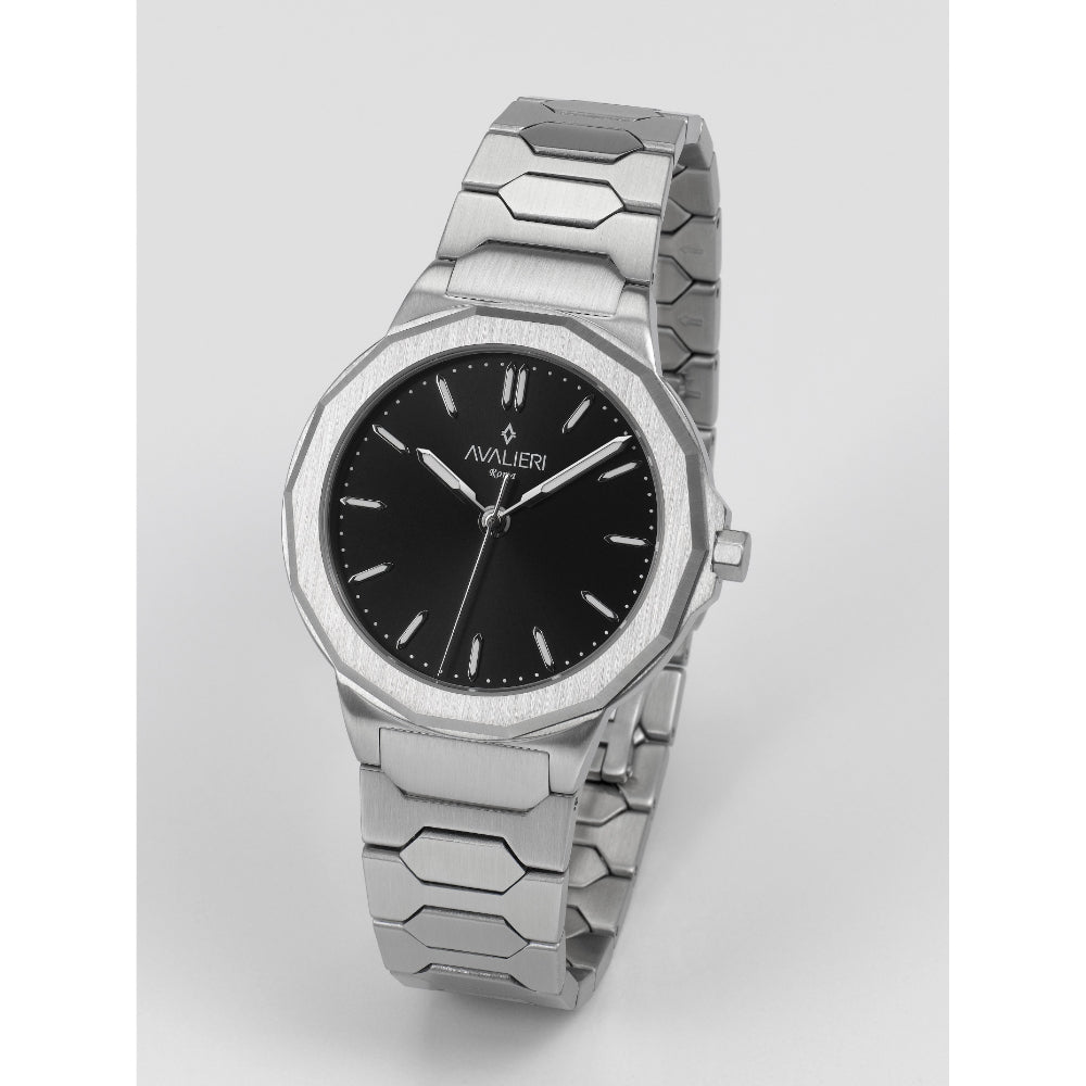 Avaleri Men's Watch with Quartz Movement and Black Sunray Dial – AV-2694J