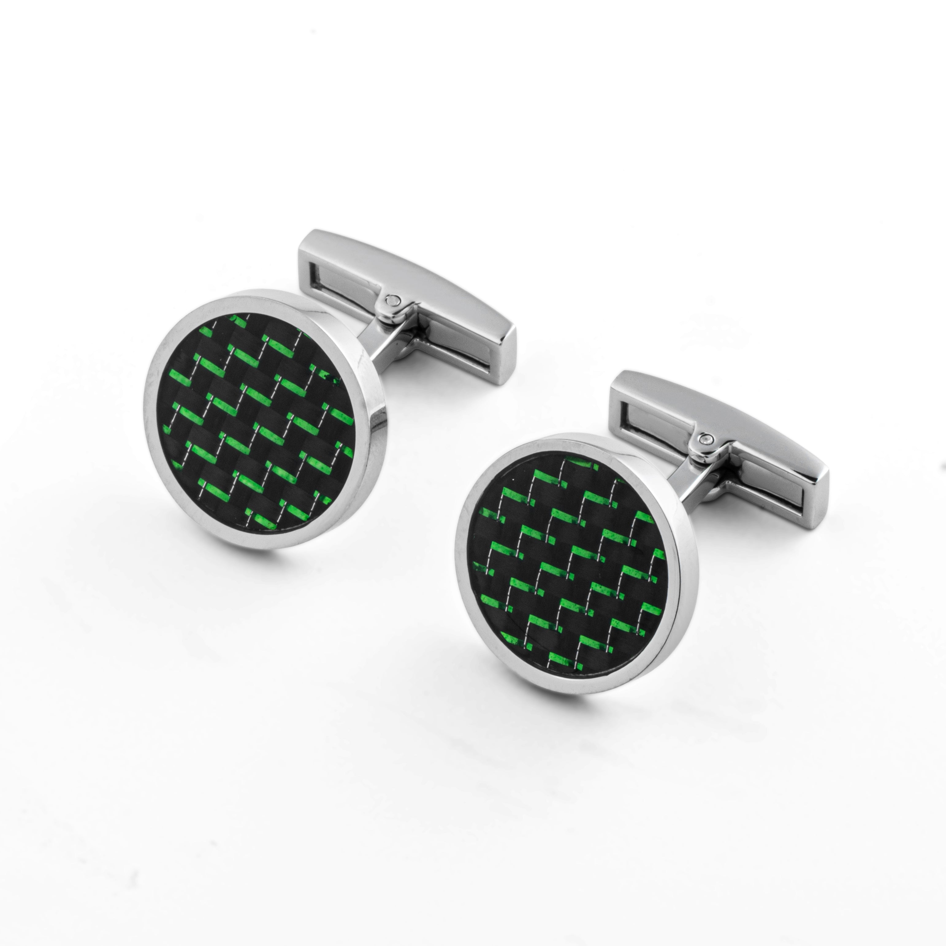 أزرار أكمام أفاليري فضي وأخضر – AVC-0167