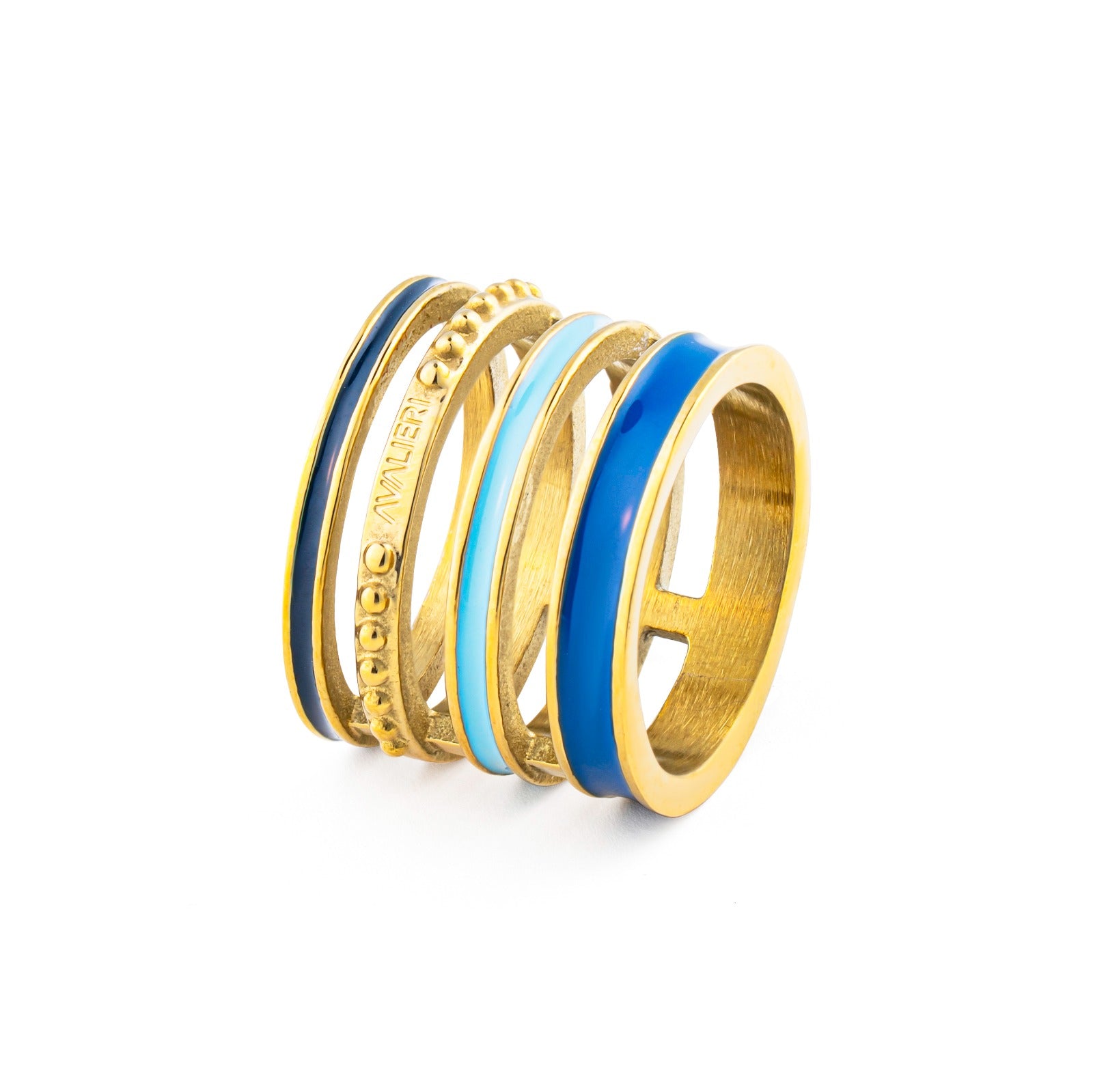 خاتم نسائي من أفاليري بمينا زرقاء باللون الذهبي – AVRG-0010 (G/52)