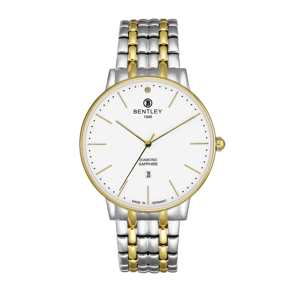 ساعة بنتلي الرجالية بحركة كوارتز ولون مينا أبيض - BEN-0096 (DIAMOND)