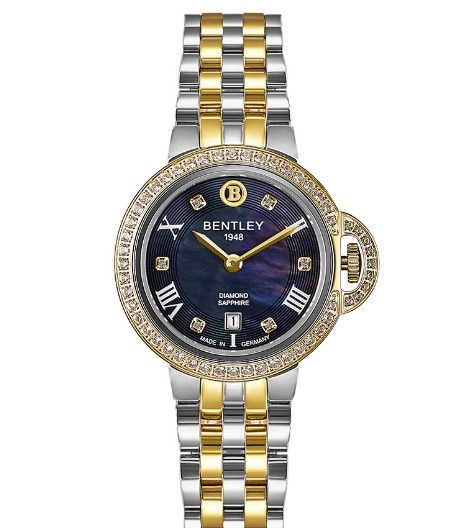 ساعة بنتلي النسائية بحركة كوارتز ولون مينا أسود BEN-0184(6/D0.03CT)