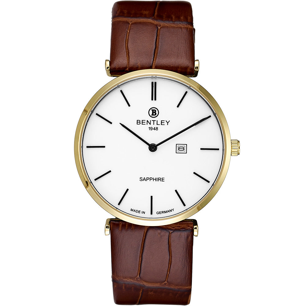 ساعة بنتلي رجالية بحركة كوارتز ولون مينا أبيض - BEN-0213