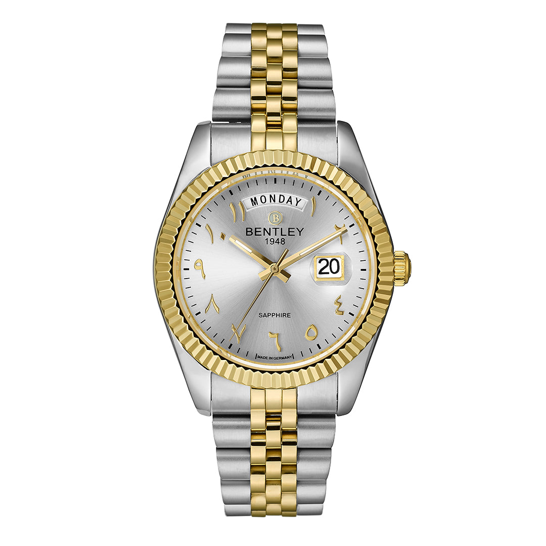 ساعة بنتلي الرجالية بحركة كوارتز ولون مينا فضي BEN-0235