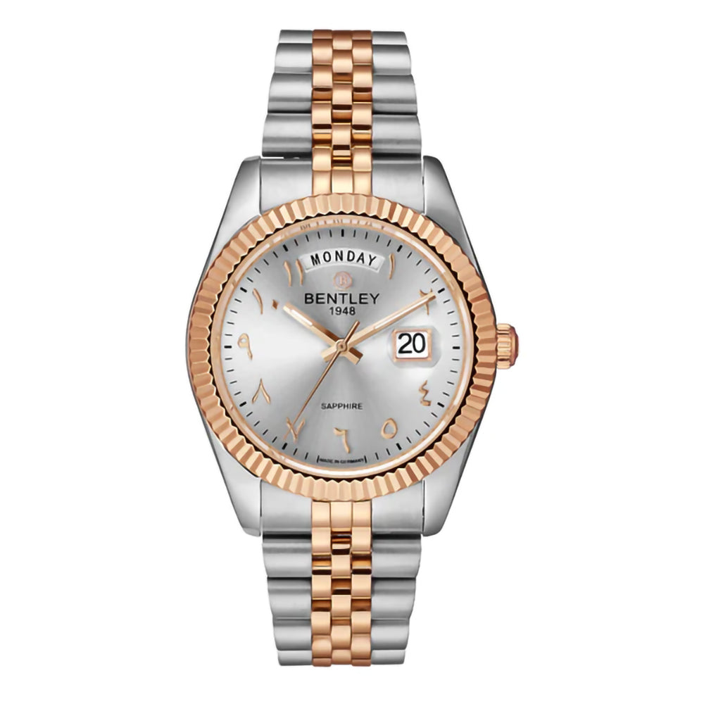 ساعة بنتلي كوارتز للرجال بلون مينا فضي – BEN-0255