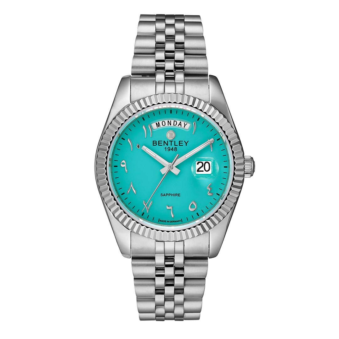 ساعة بنتلي الرجالية بحركة كوارتز ولون مينا أزرق مائل للأخضر BEN-0243