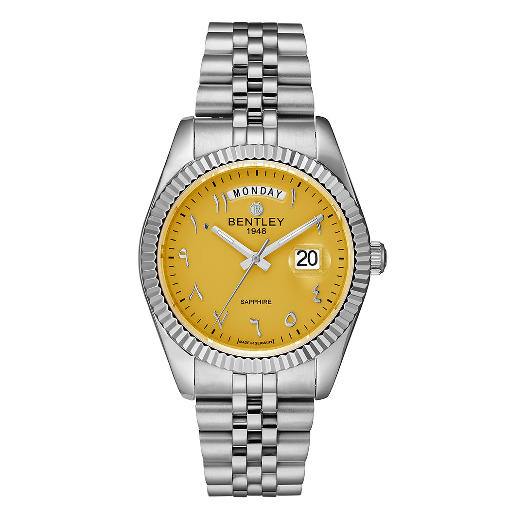 ساعة بنتلي الرجالية بحركة كوارتز ولون مينا أصفر BEN-0244