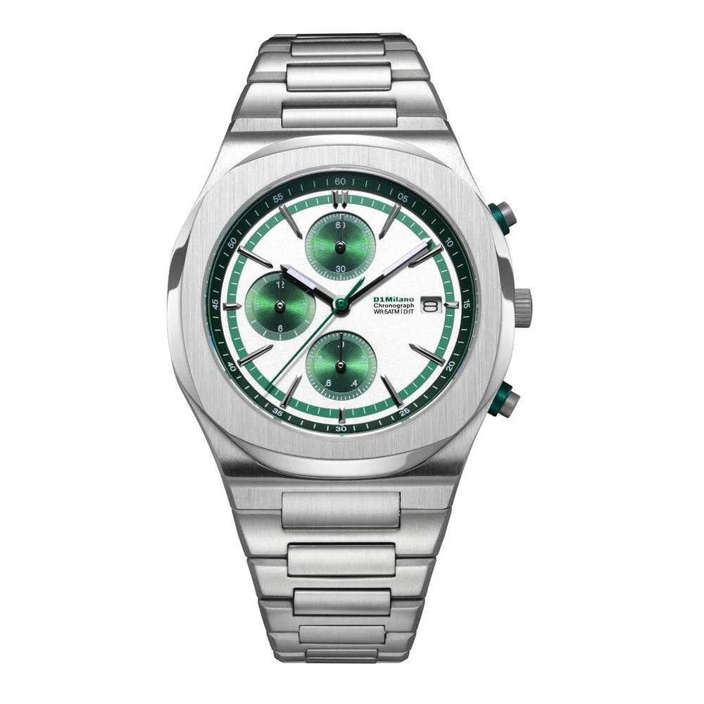 ساعة دي وان ميلانو Chronograph Green Pulse الرجالية كوارتز - ML-0434