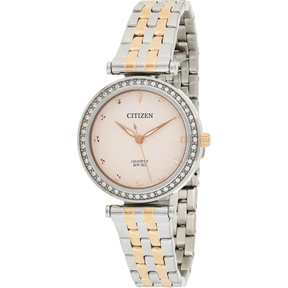 Citizen women's watch with quartz movement and pink dial - CITC-0084
