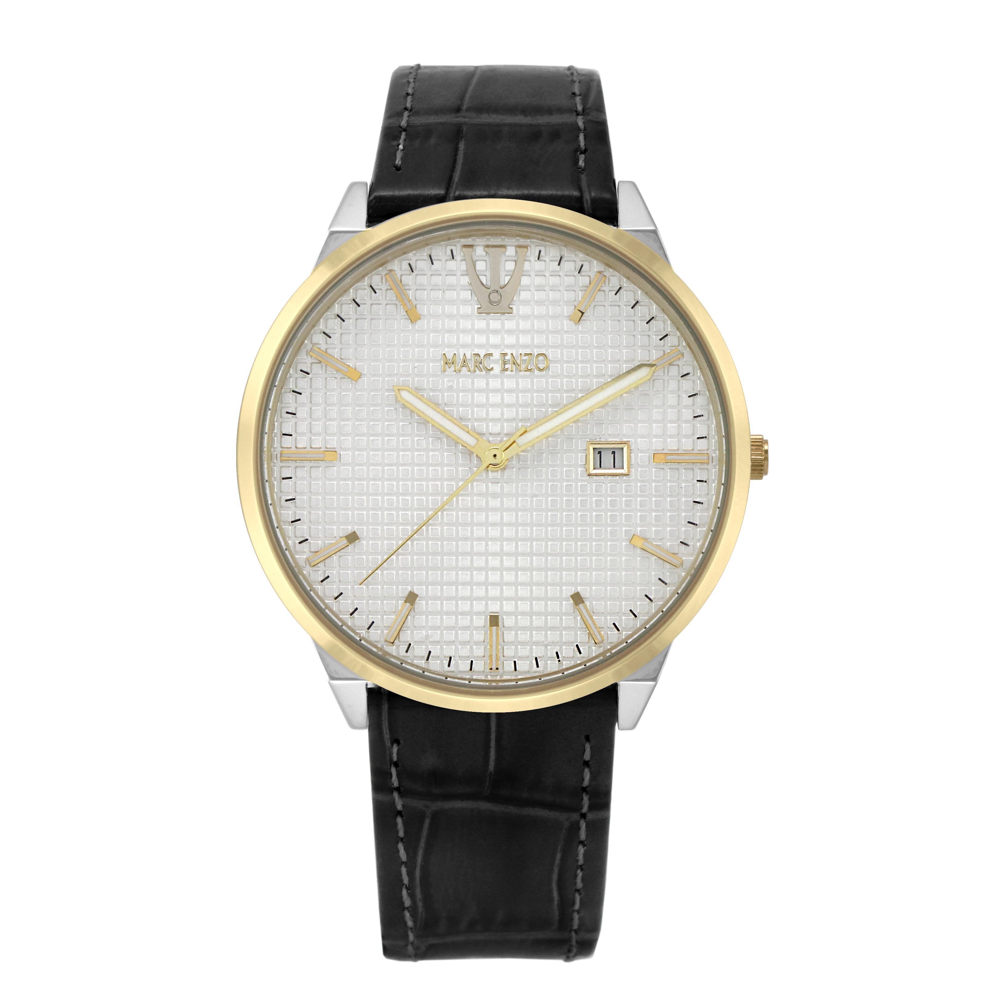 ساعة مارك انزو الرجالية بحركة كوارتز ولون مينا أبيض - MAR-0129