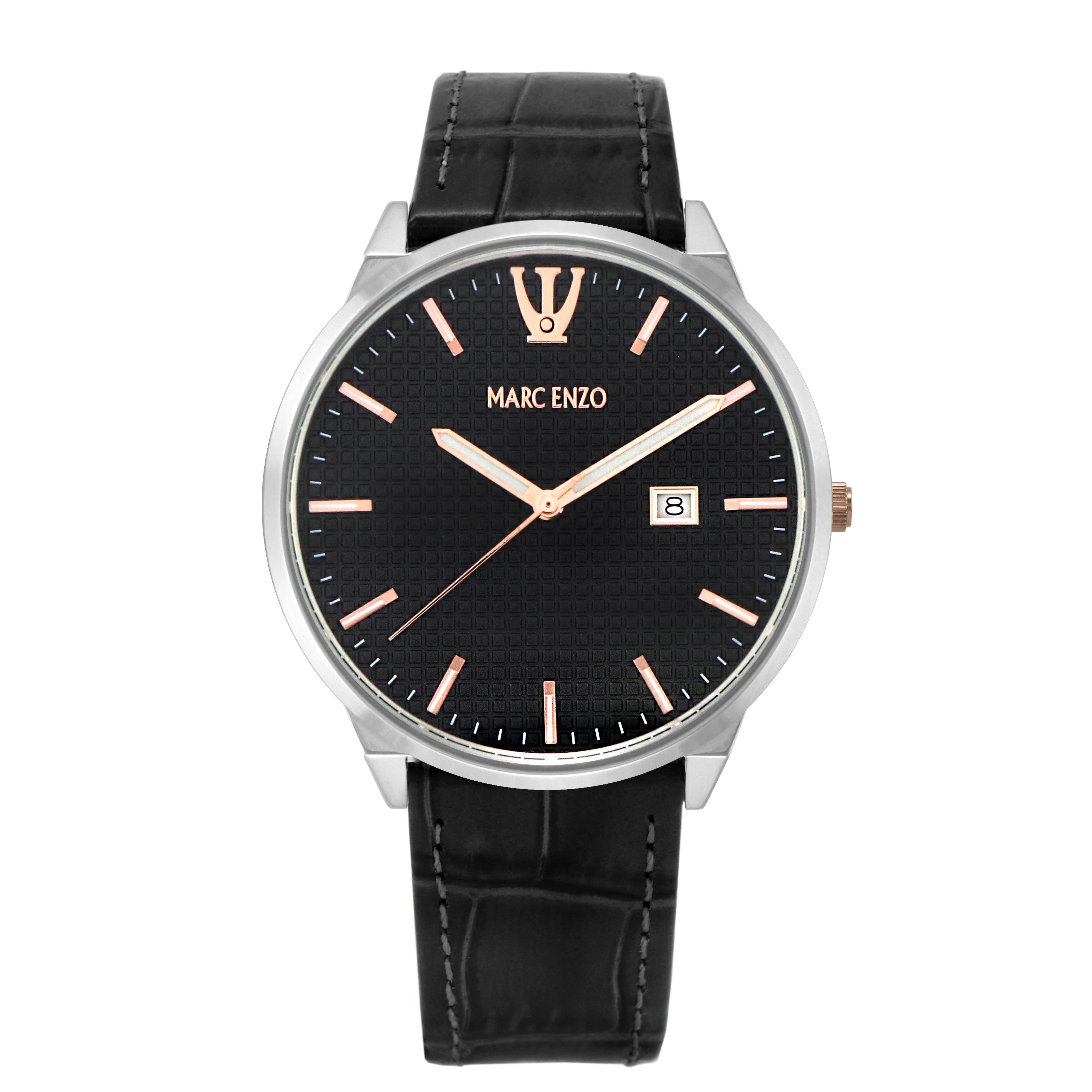 ساعة مارك انزو الرجالية بحركة كوارتز ولون مينا أسود - MAR-0130