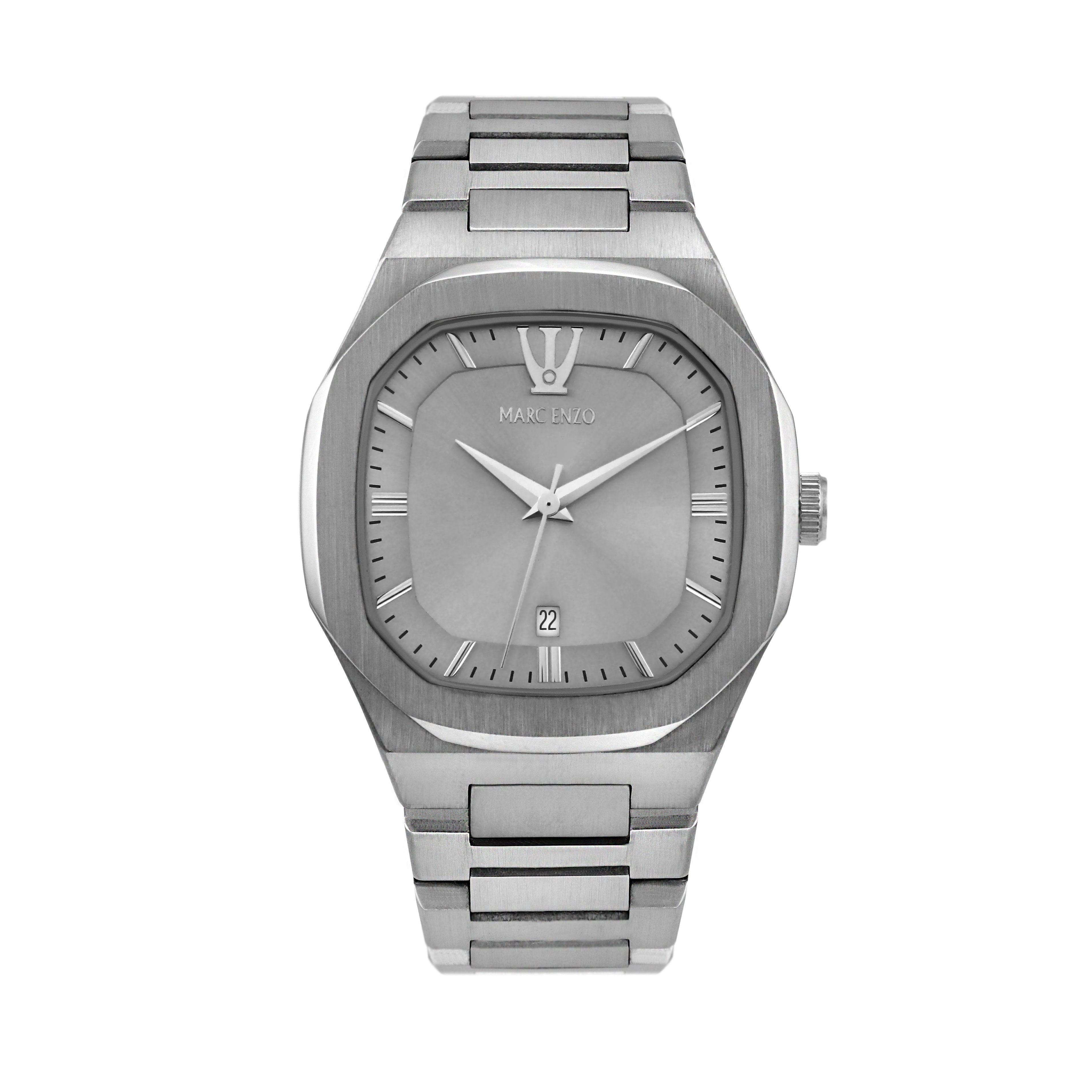 ساعة مارك انزو الرجالية بحركة كوارتز ولون مينا رمادي - MAR-0109