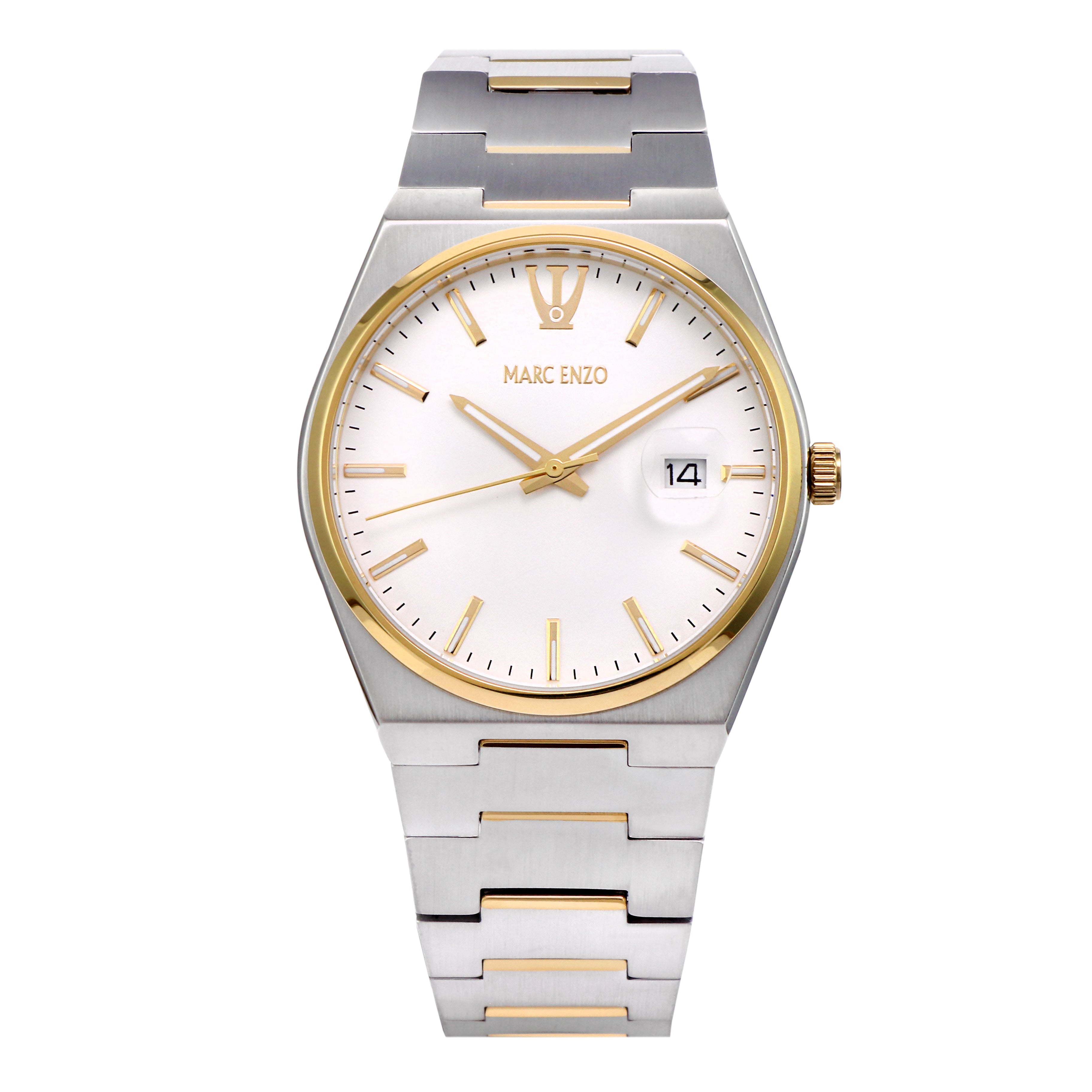 ساعة مارك انزو الرجالية بحركة كوارتز ومينا أبيض - MAR-0144