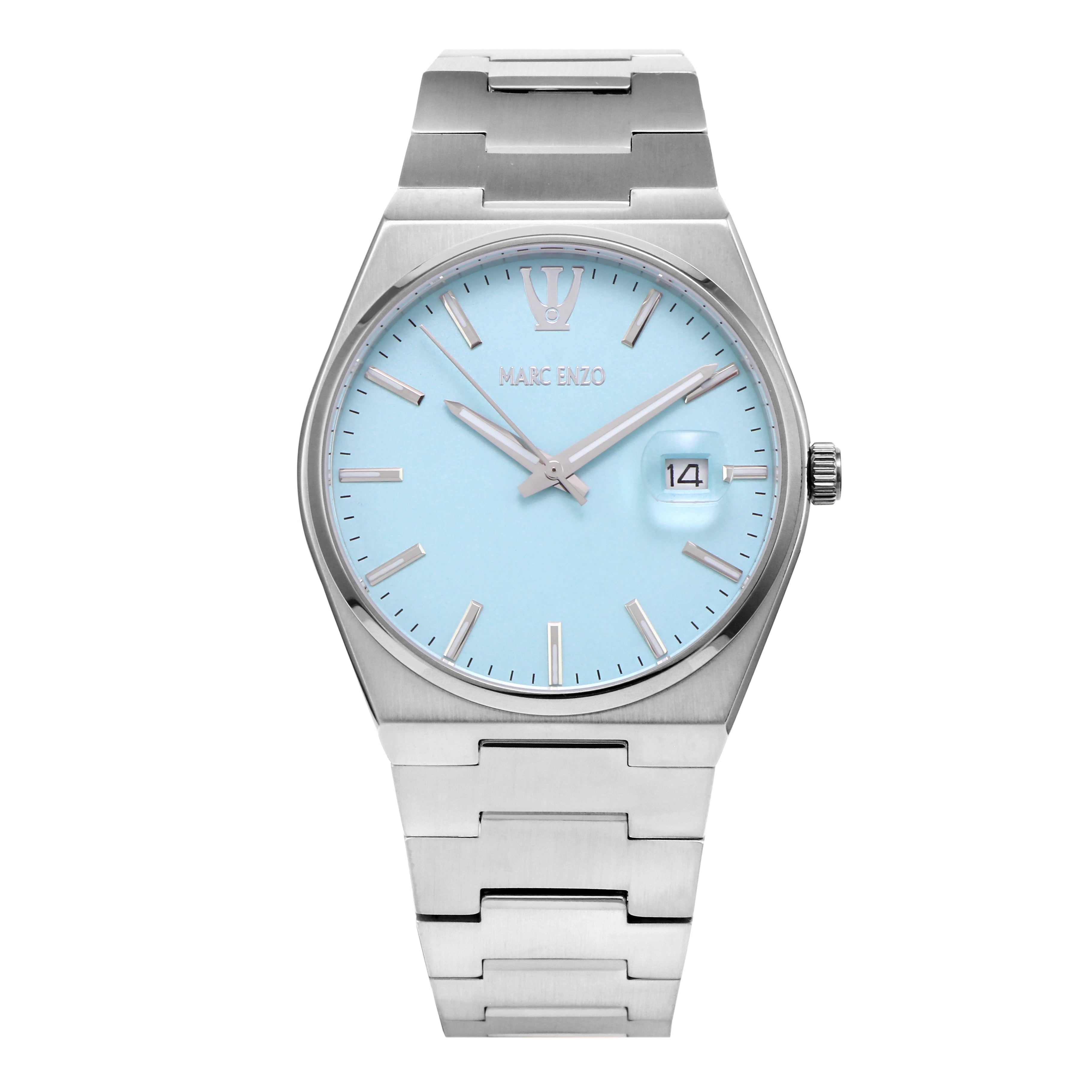 ساعة مارك انزو الرجالية بحركة كوارتز ومينا أزرق فاتح - MAR-0140