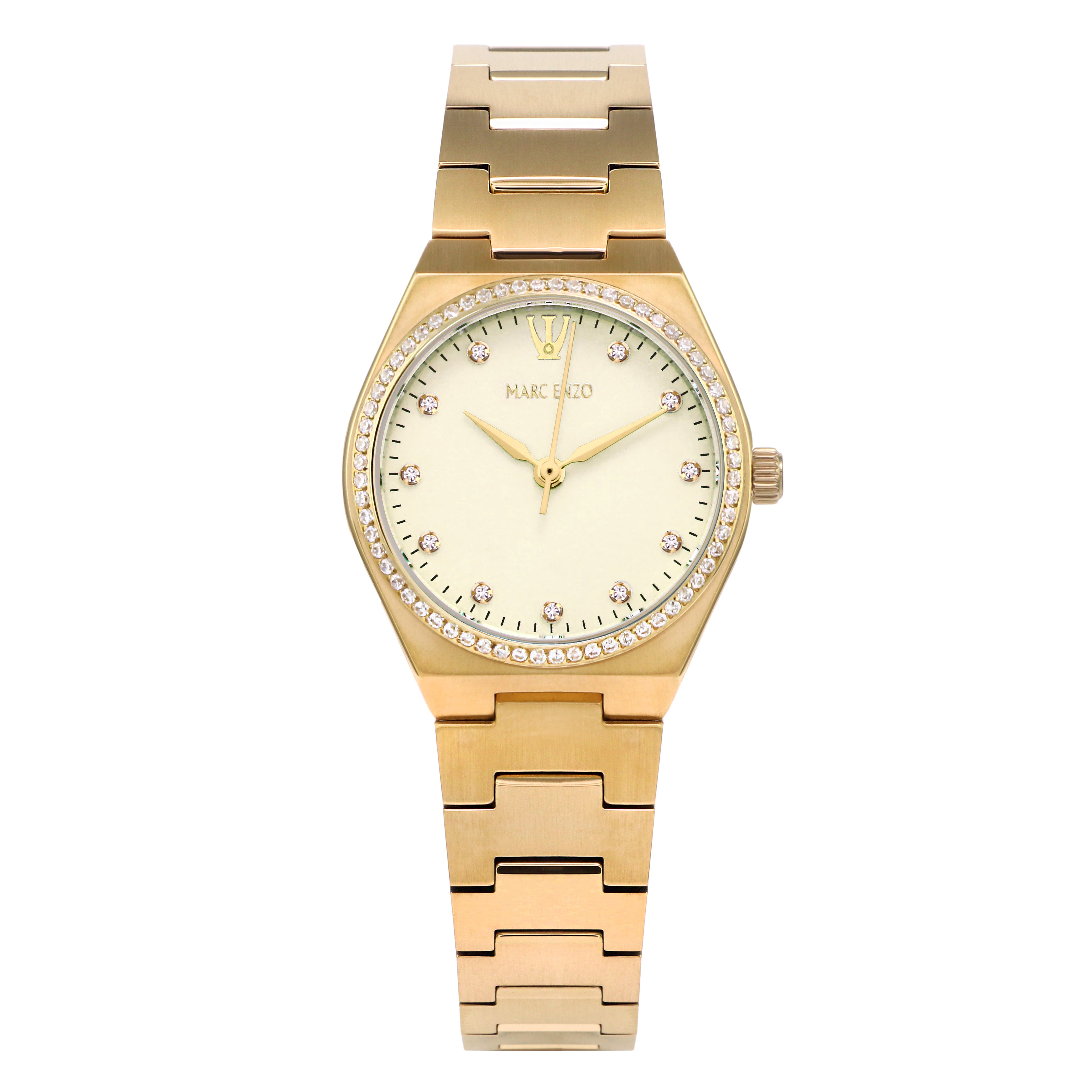 ساعة مارك انزو النسائية بحركة كوارتز ومينا أبيض - MAR-0135