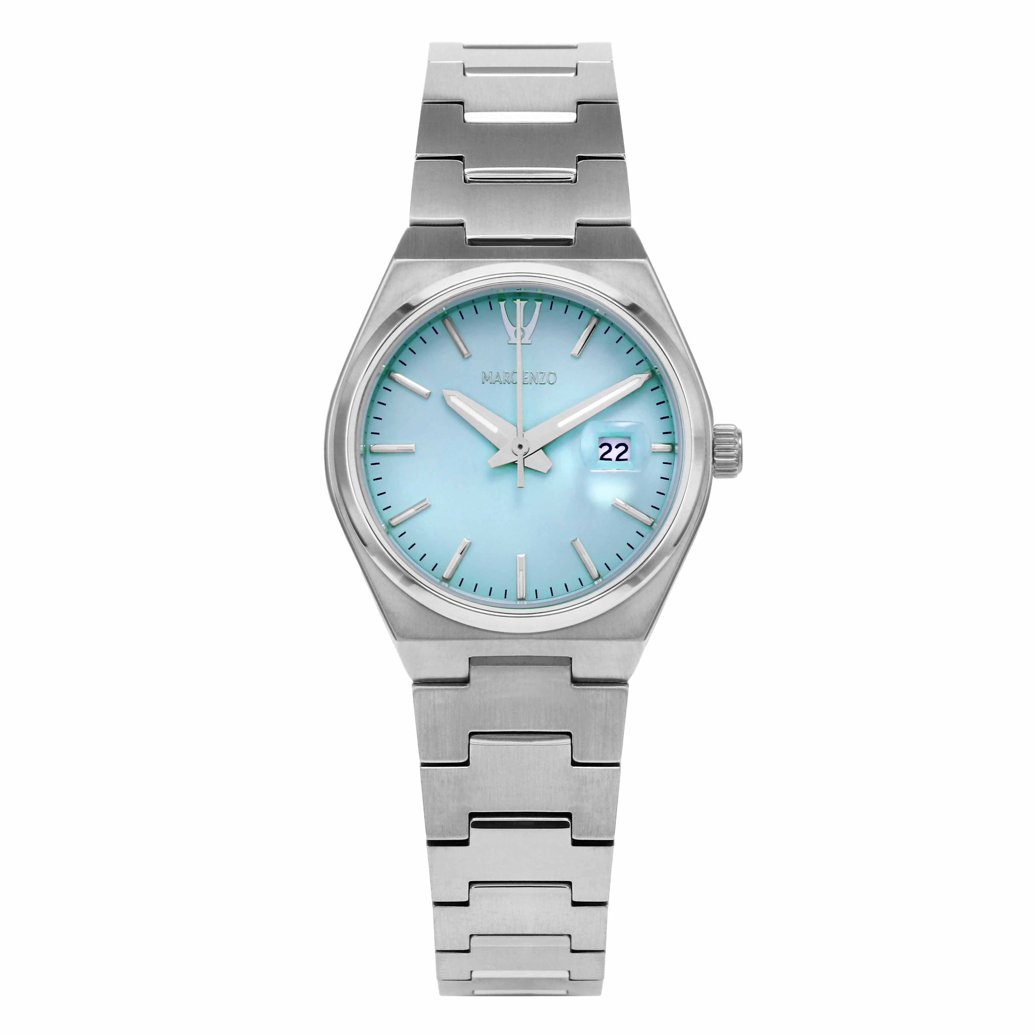 ساعة مارك انزو النسائية بحركة كوارتز ومينا أزرق فاتح - MAR-0137