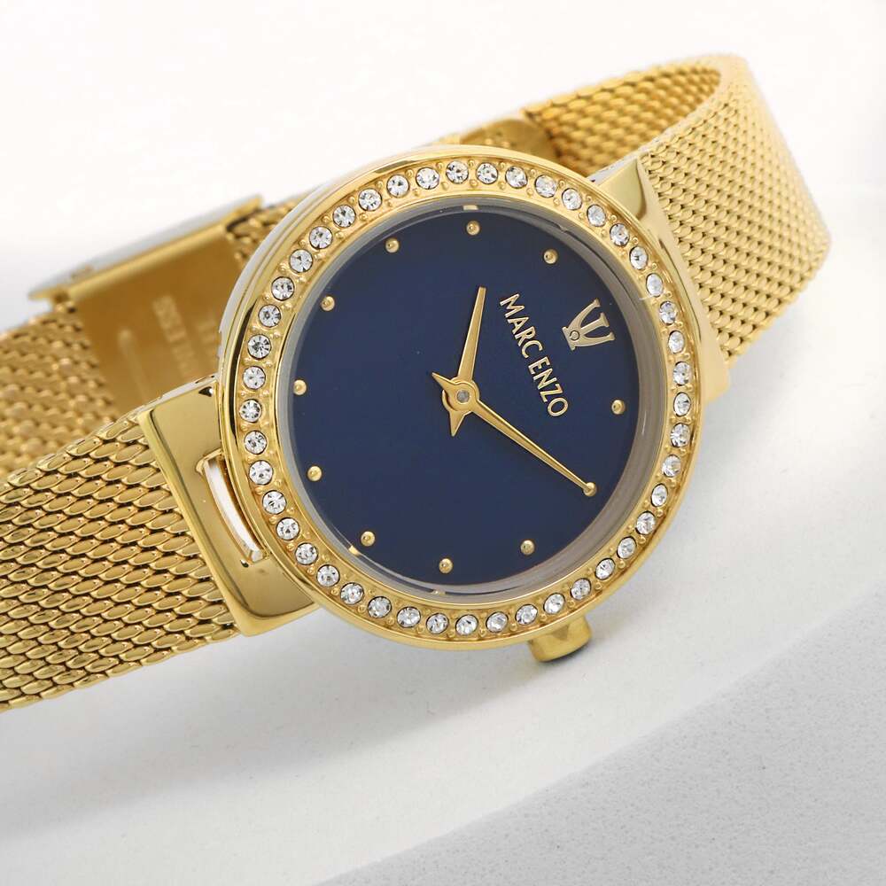 ساعة مارك انزو النسائية بحركة كوارتز ولون مينا أزرق - MAR-0022