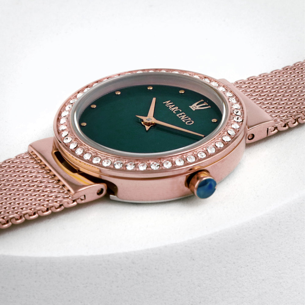 ساعة مارك انزو النسائية بحركة كوارتز ولون مينا أخضر - MAR-0023