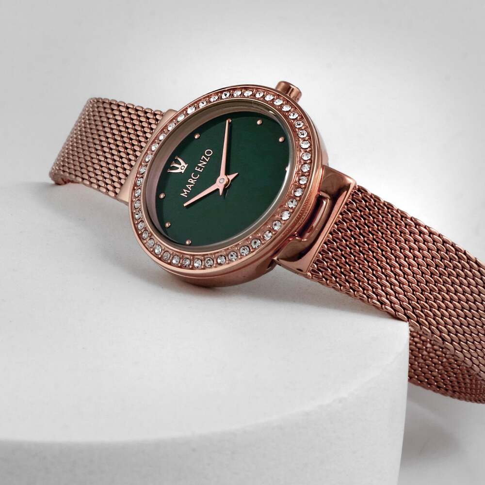 ساعة مارك انزو النسائية بحركة كوارتز ولون مينا أخضر - MAR-0023