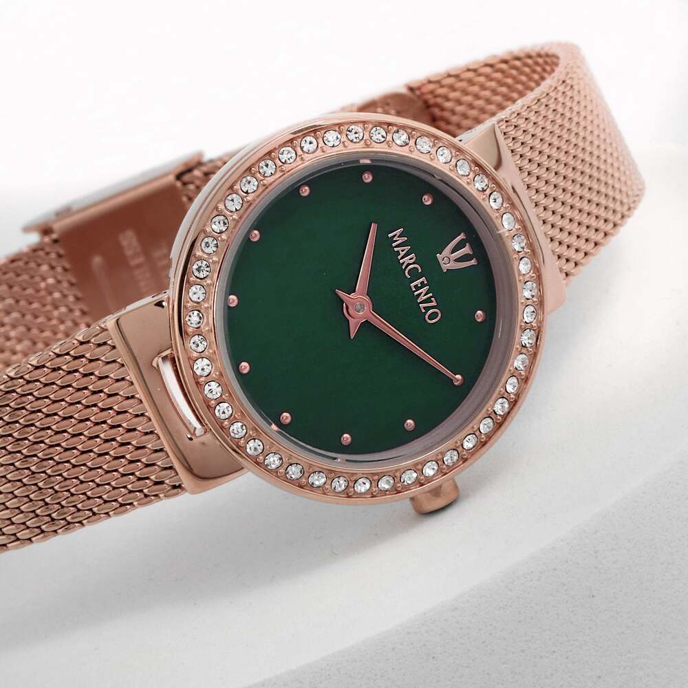 ساعة مارك انزو النسائية بحركة كوارتز ولون مينا أخضر - MAR-0023