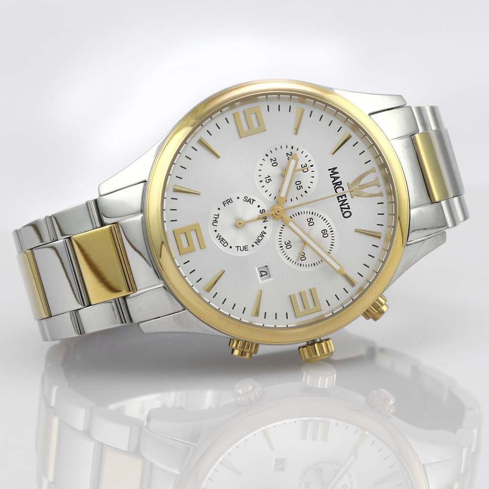 ساعة مارك انزو الرجالية بحركة كوارتز ولون مينا أبيض - MAR-0066