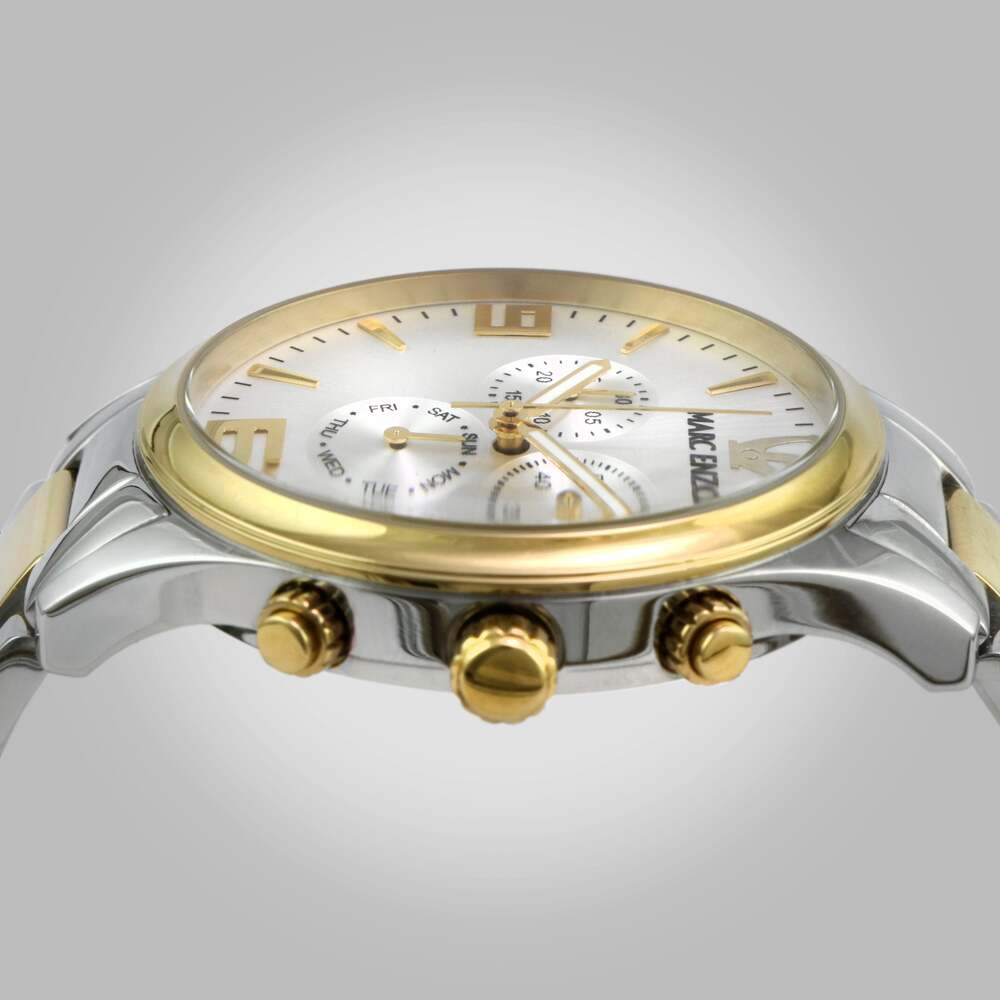 ساعة مارك انزو الرجالية بحركة كوارتز ولون مينا أبيض - MAR-0066